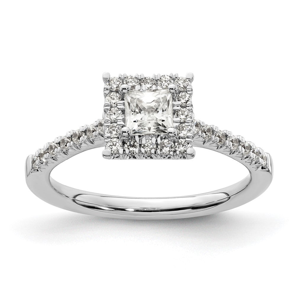 Buy 14K White Gold Halo Semi-Mount Engagement Ring for 1/3 Carat Gemstone