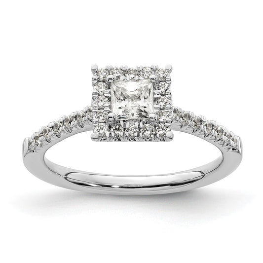 Buy 14K White Gold Halo Semi-Mount Engagement Ring for 1/3 Carat Gemstone