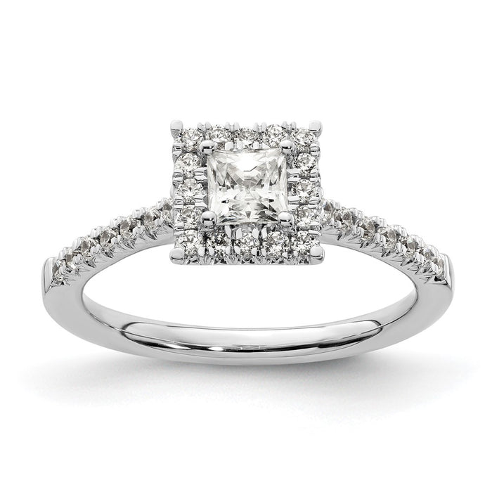 Buy 14K White Gold Halo Semi-Mount Engagement Ring for 1/3 Carat Gemstone-1