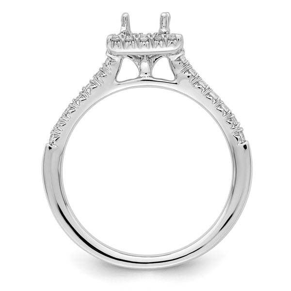 14K White Gold Halo Engagement Ring for 1/2 Carat Center Stone