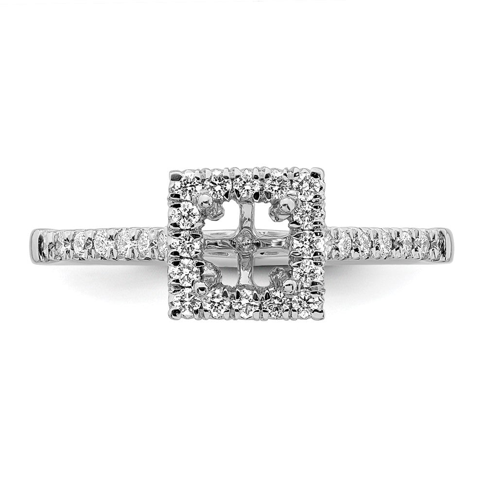 Exclusive 14K White Gold Halo Engagement Ring for 1/2 Carat Center Stone