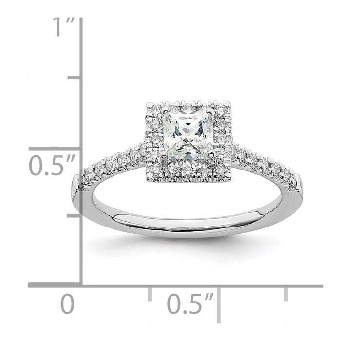 Exclusive 14K White Gold Halo Engagement Ring for 1/2 Carat Center Stone-7