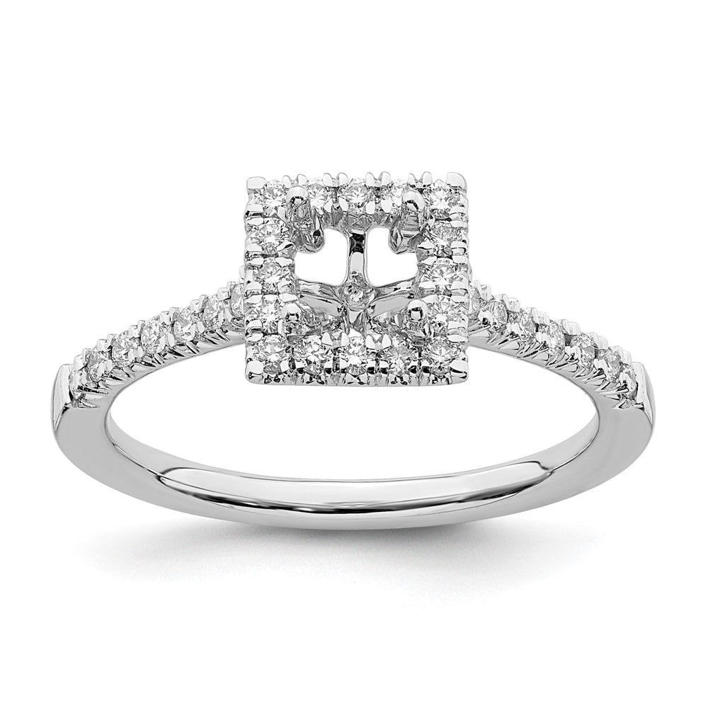 Exclusive 14K White Gold Halo Engagement Ring for 1/2 Carat Center Stone