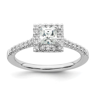 Exclusive 14K White Gold Halo Engagement Ring for 1/2 Carat Center Stone