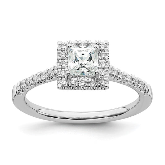Exclusive 14K White Gold Halo Engagement Ring for 1/2 Carat Center Stone