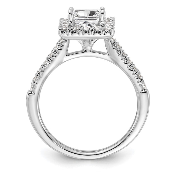 14K White Gold Halo Engagement Ring Semi-Mount for 1 Carat