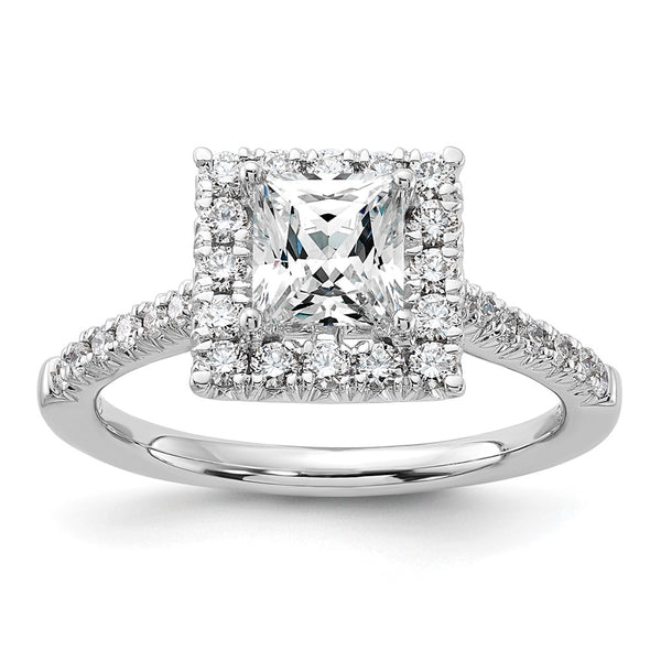 14K White Gold Halo Engagement Ring Semi-Mount for 1 Carat