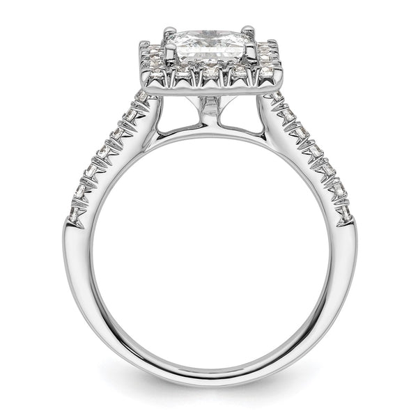 14K White Gold Halo Engagement Ring for 1.25 Carat Princess Cut