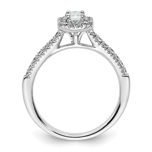 Buy Exclusive 14K White Gold Halo Engagement Ring, 1/3 Carat Emerald-Cut Center