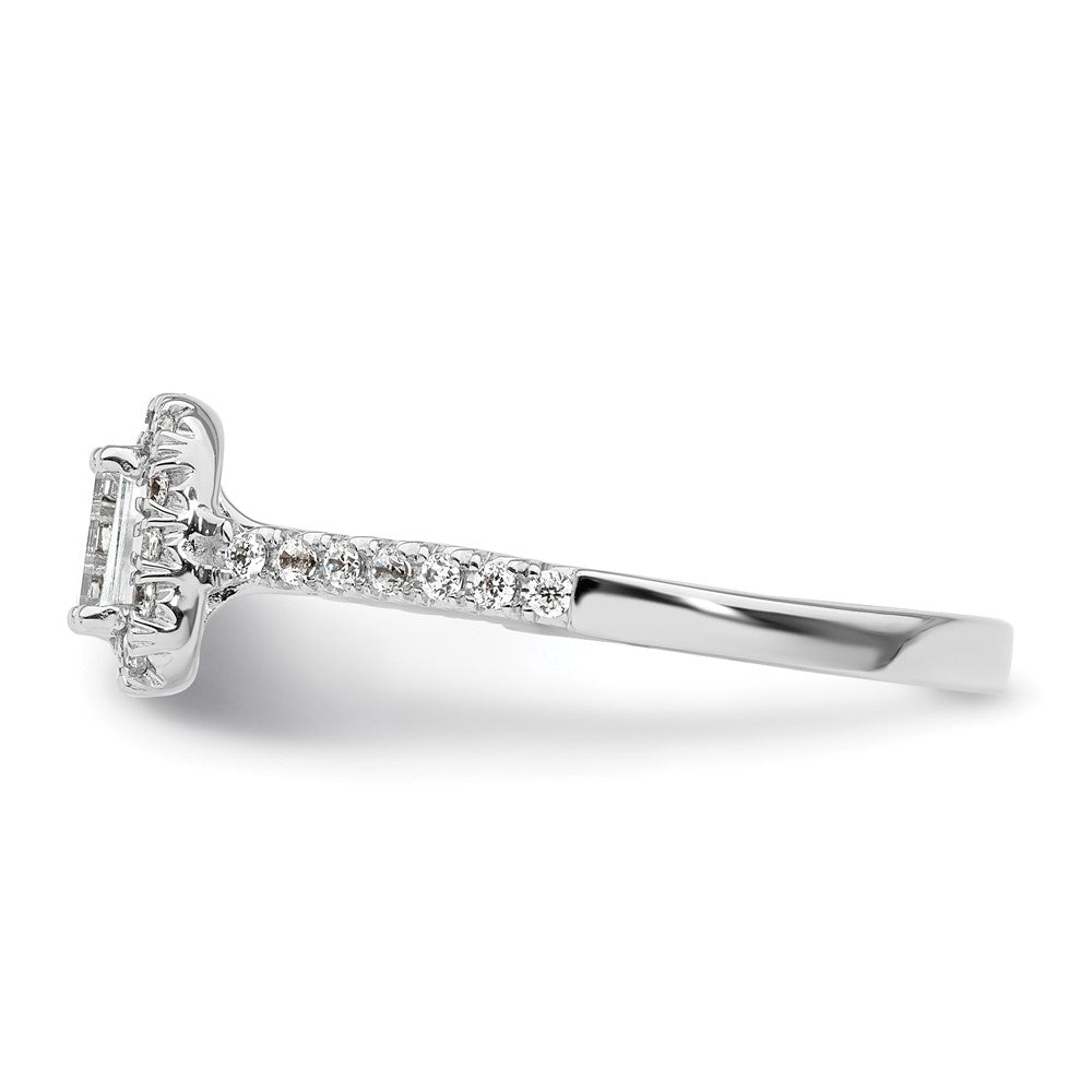Buy Exclusive 14K White Gold Halo Engagement Ring, 1/3 Carat Emerald-Cut Center