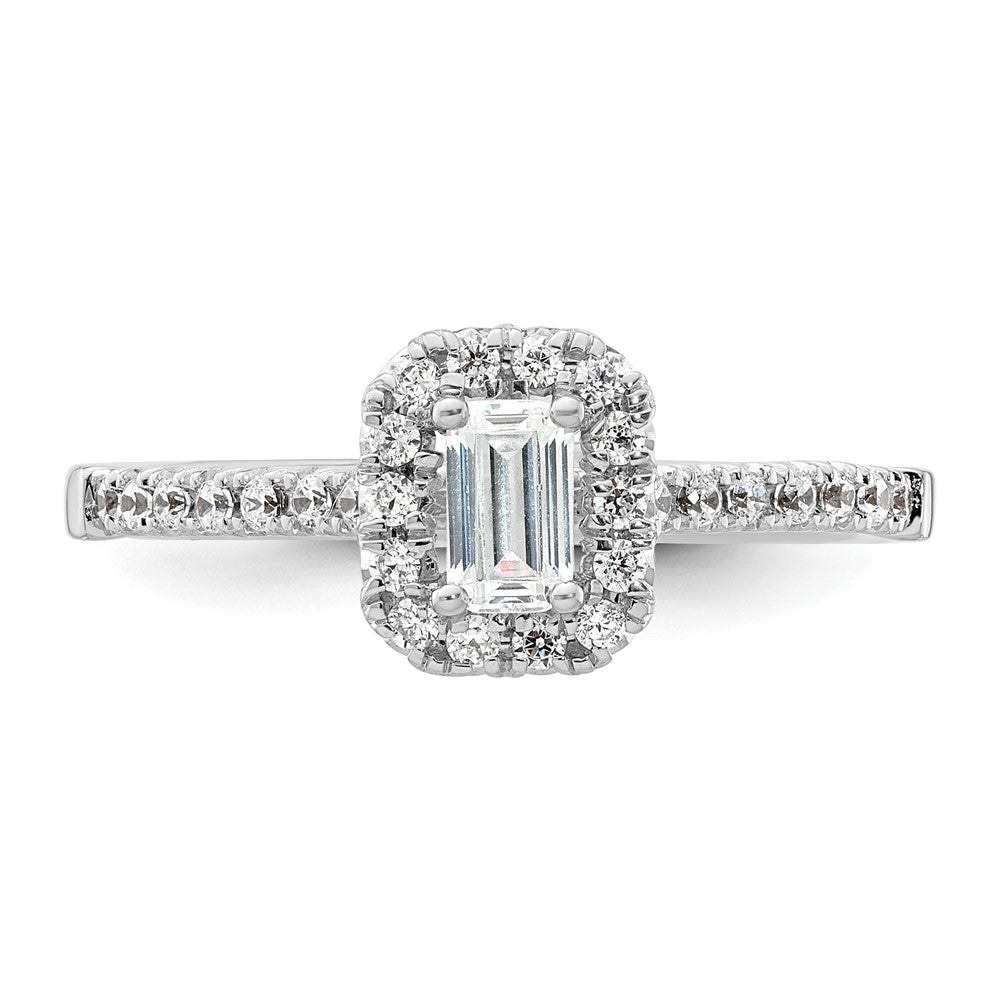 Buy Exclusive 14K White Gold Halo Engagement Ring, 1/3 Carat Emerald-Cut Center