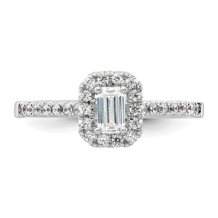 Buy Exclusive 14K White Gold Halo Engagement Ring, 1/3 Carat Emerald-Cut Center-4