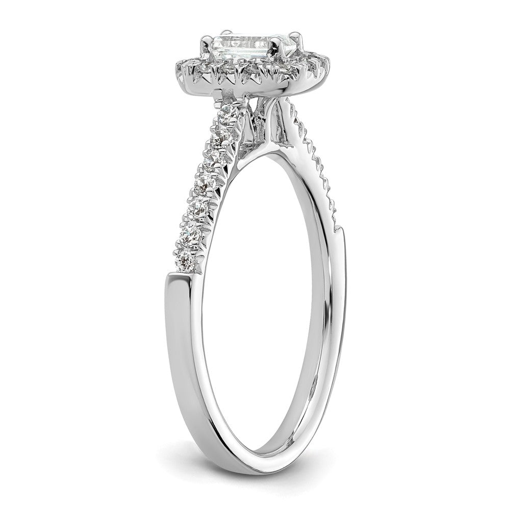 Buy Exclusive 14K White Gold Halo Engagement Ring, 1/3 Carat Emerald-Cut Center