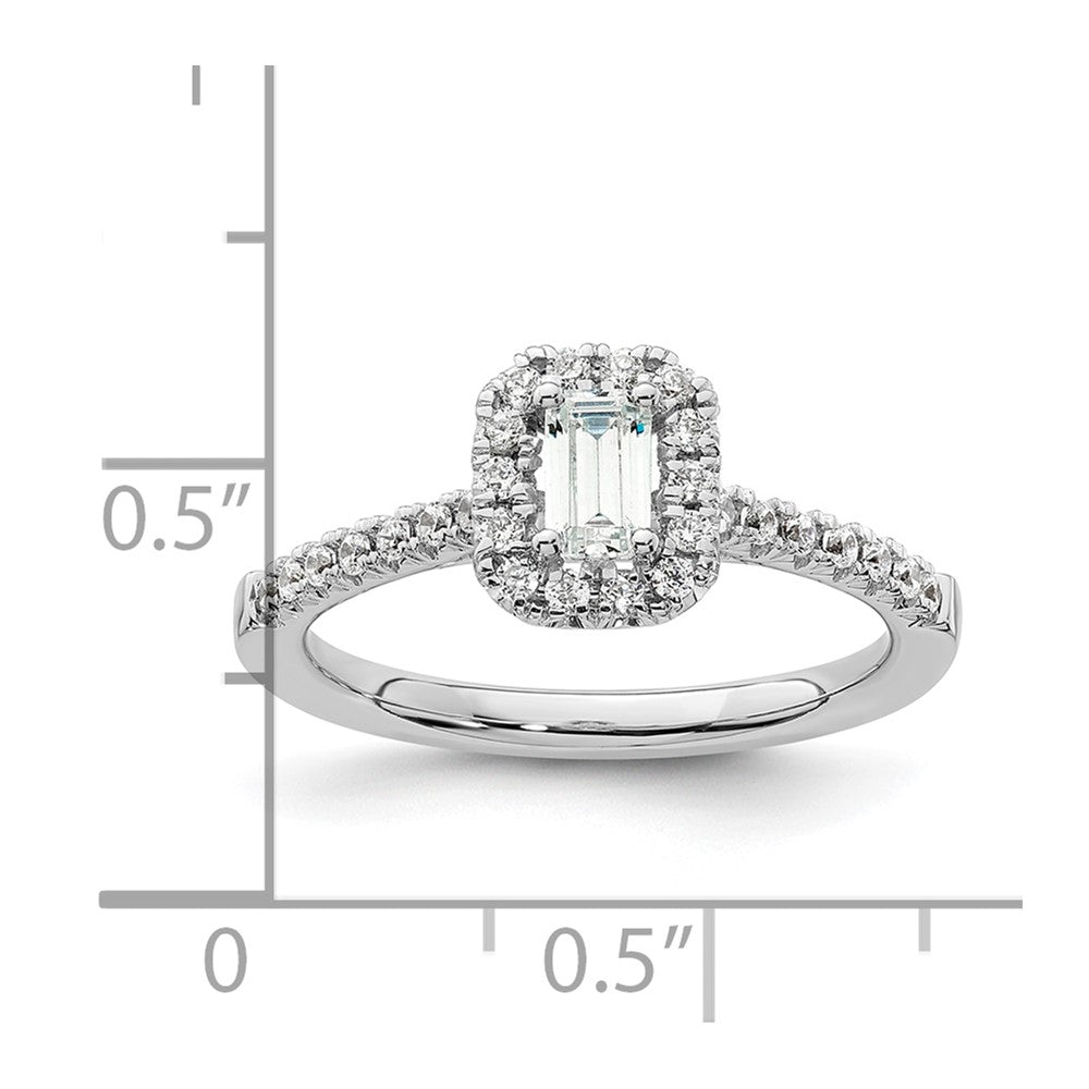 Buy Exclusive 14K White Gold Halo Engagement Ring, 1/3 Carat Emerald-Cut Center