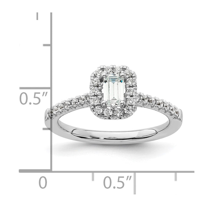 Buy Exclusive 14K White Gold Halo Engagement Ring, 1/3 Carat Emerald-Cut Center-7