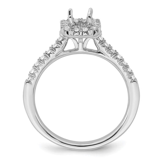 Buy Stylish 14K White Gold Halo Engagement Ring - 1/2 Ct Emerald-Cut Center