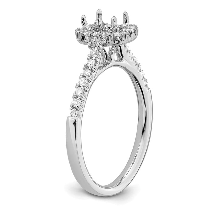 Buy Stylish 14K White Gold Halo Engagement Ring - 1/2 Ct Emerald-Cut Center-6