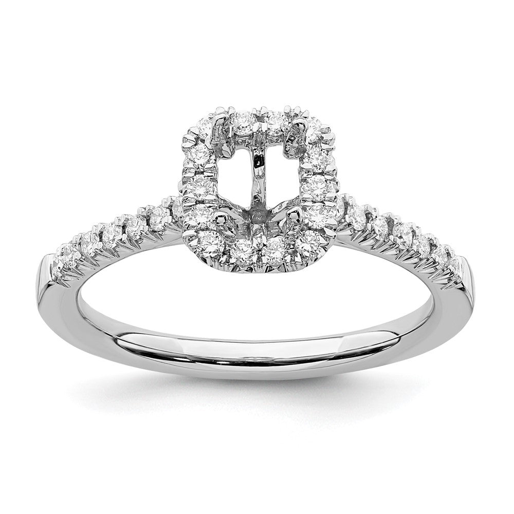 Buy Stylish 14K White Gold Halo Engagement Ring - 1/2 Ct Emerald-Cut Center