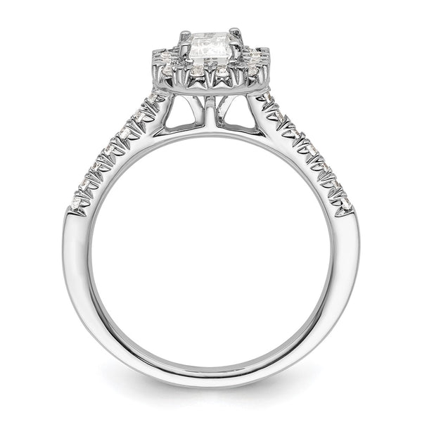 Buy Exclusive 14K White Gold Halo Engagement Ring | 3/4ct Emerald-Cut & Diamond Accents