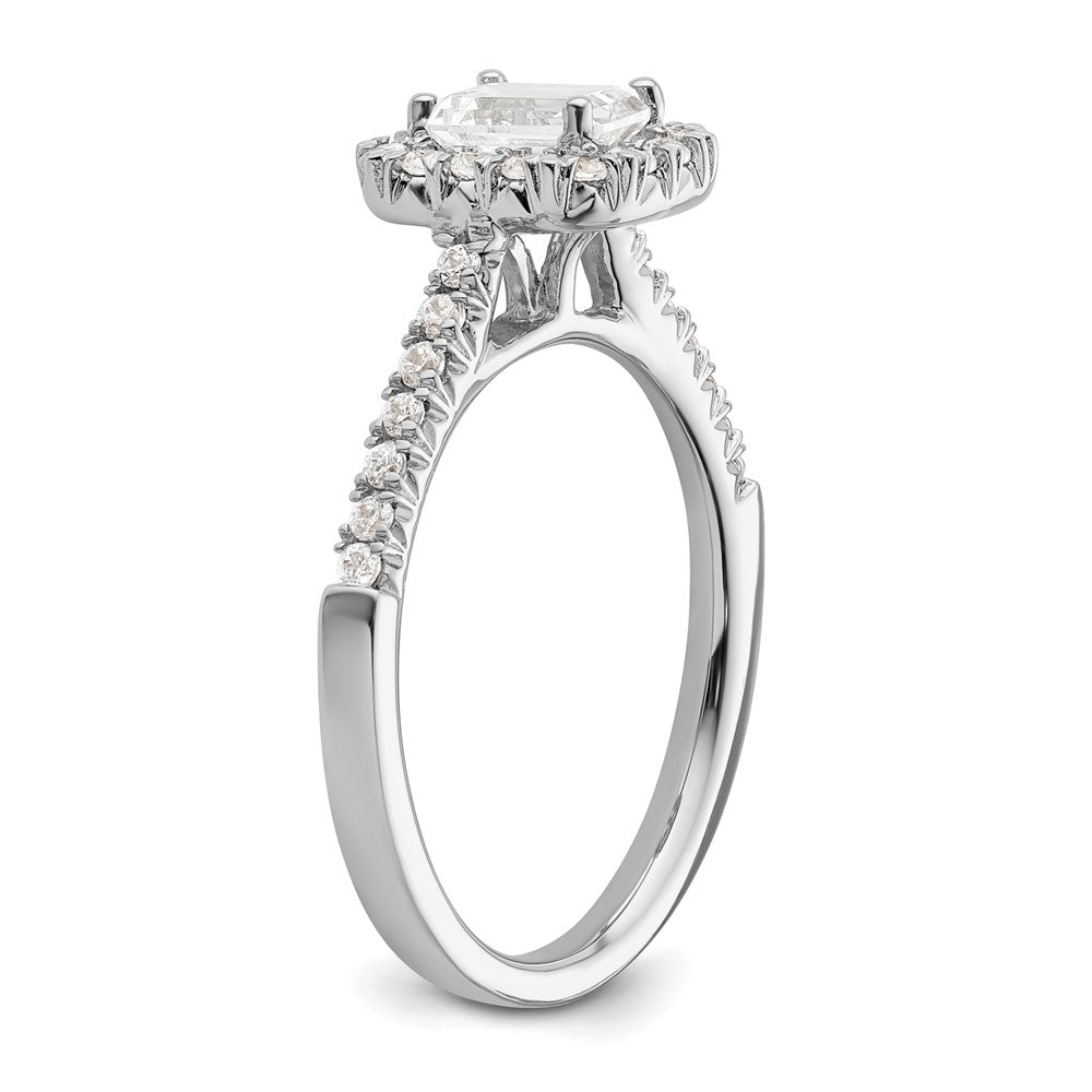Buy Exclusive 14K White Gold Halo Engagement Ring | 3/4ct Emerald-Cut & Diamond Accents