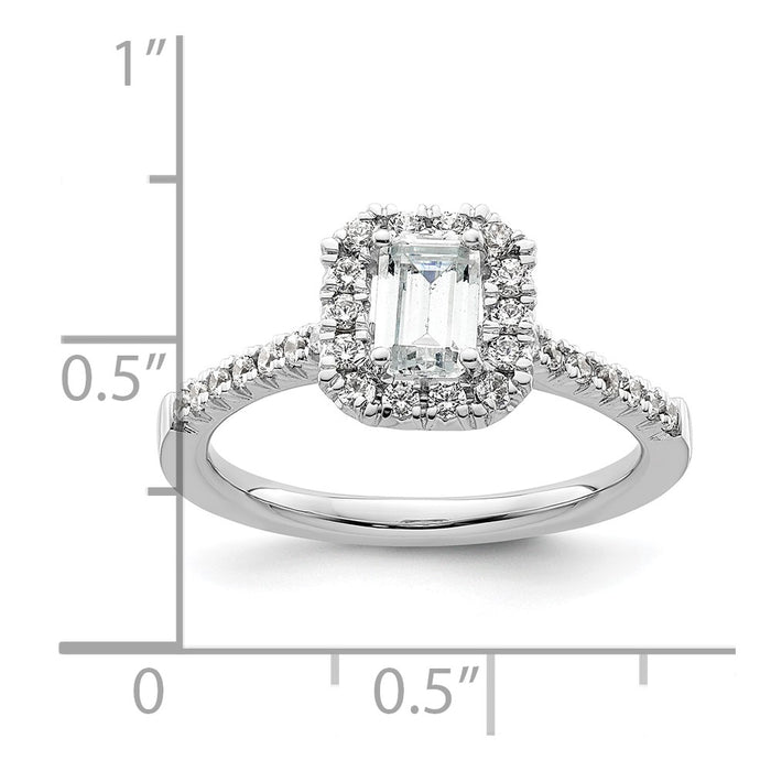 Buy Exclusive 14K White Gold Halo Engagement Ring | 3/4ct Emerald-Cut & Diamond Accents-7