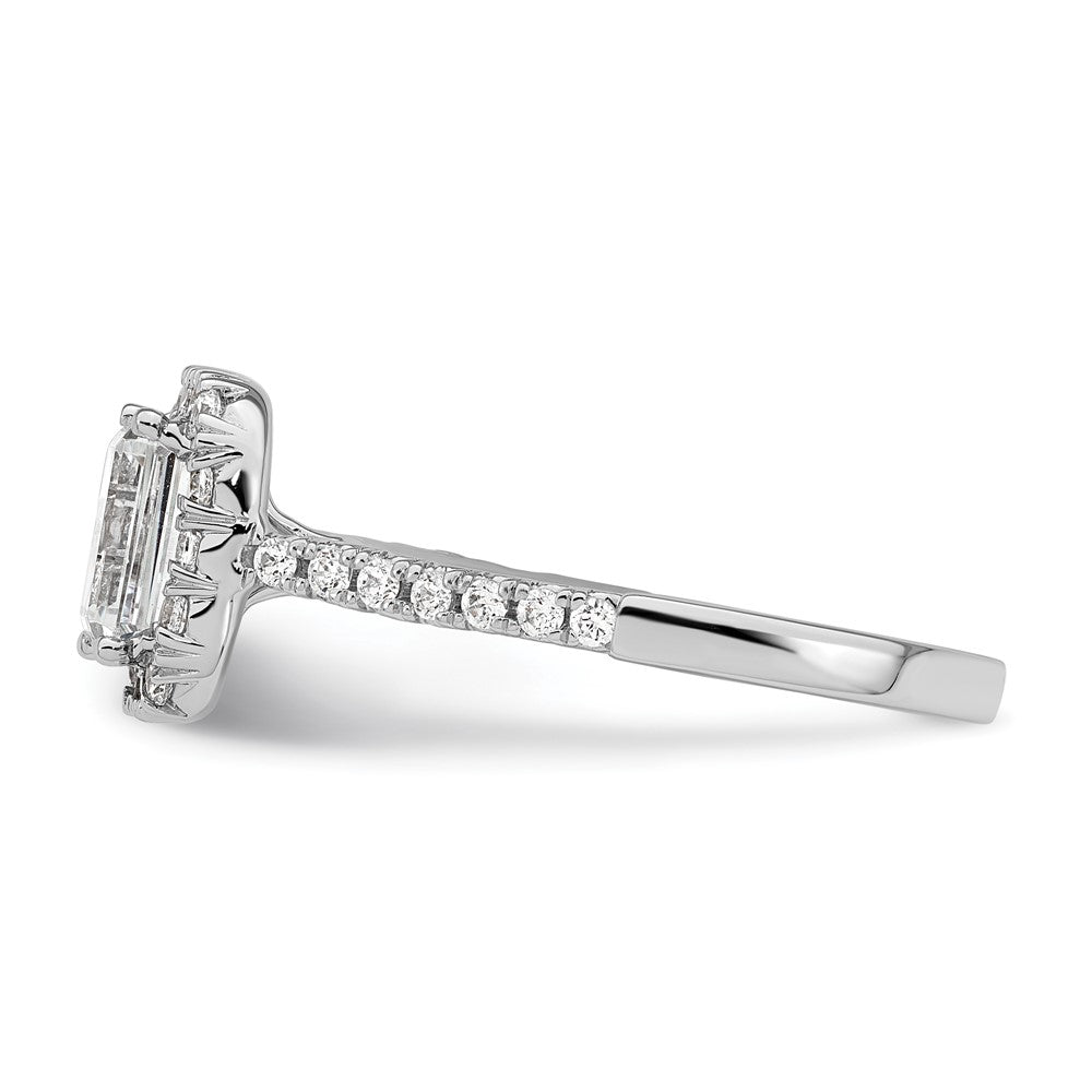 Buy Exclusive 14K White Gold Semi-Mount Ring with 1 Carat Emerald Cut Halo