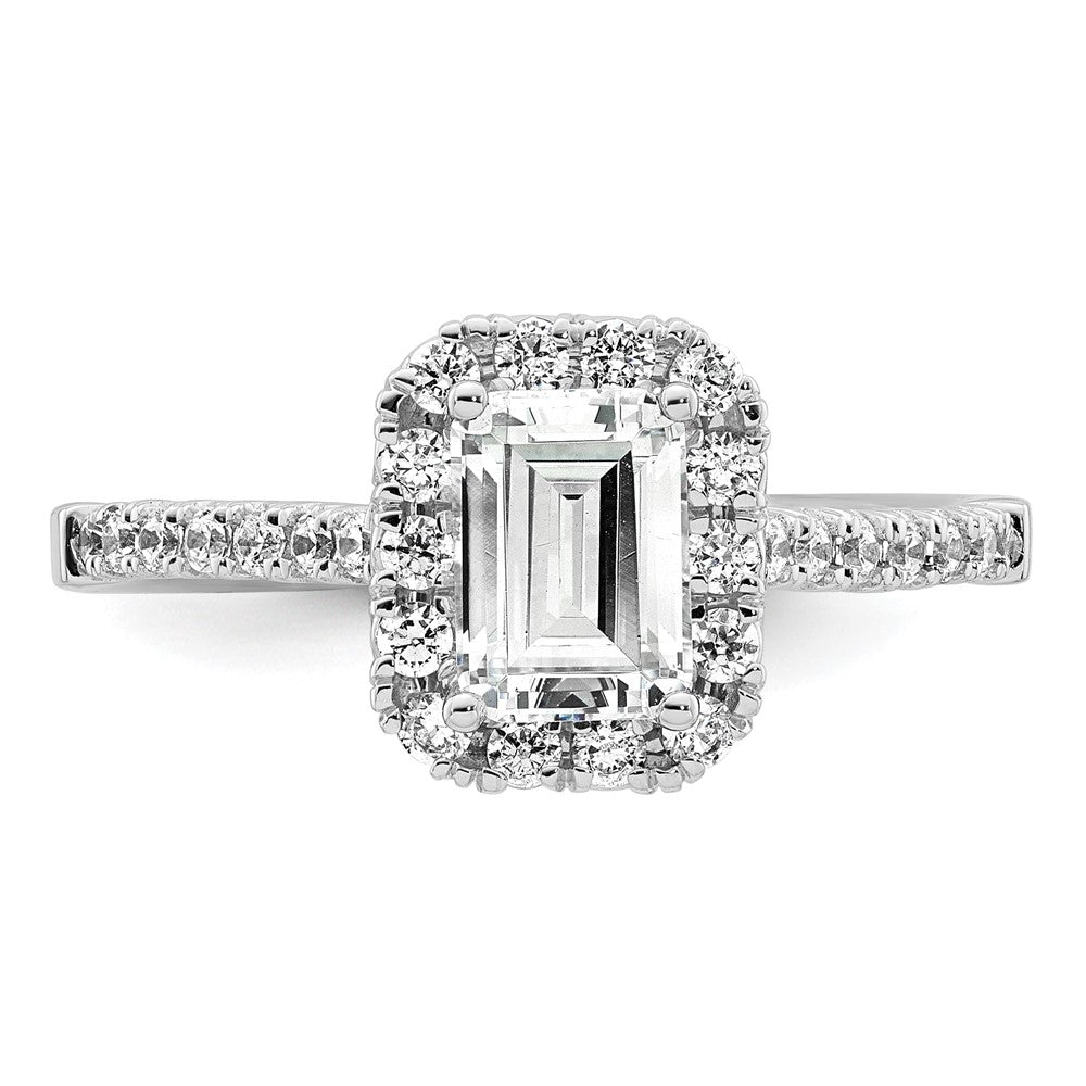 Buy Exclusive 14K White Gold Semi-Mount Ring with 1 Carat Emerald Cut Halo