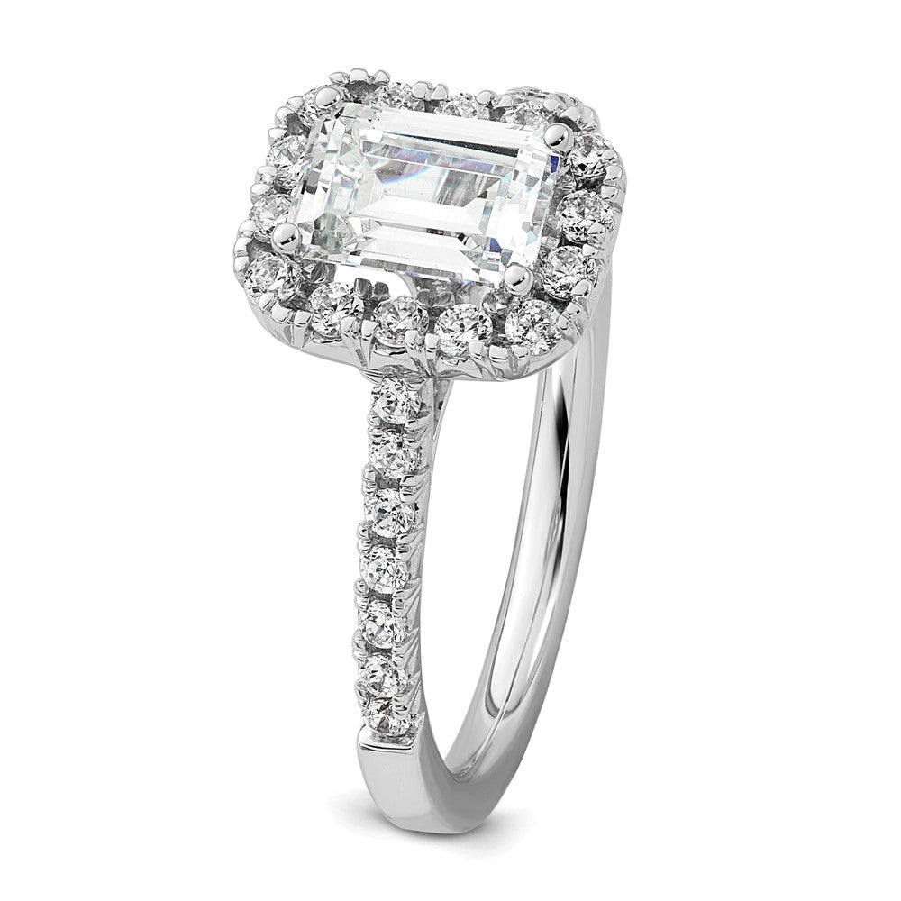 Buy Exclusive 14K White Gold Semi-Mount Ring with 1 Carat Emerald Cut Halo