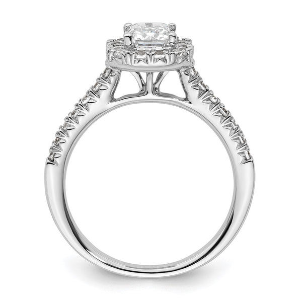 14K White Gold Semi-Mount Engagement Ring for 1.25 ct Emerald Cut