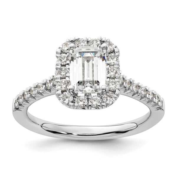 14K White Gold Semi-Mount Engagement Ring for 1.25 ct Emerald Cut