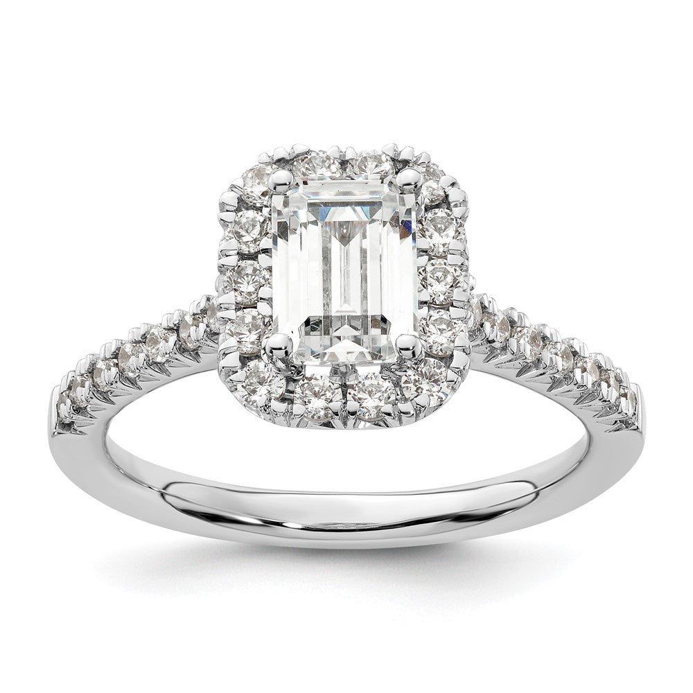 Exclusive 14K White Gold Semi-Mount Engagement Ring for 1.25 ct Emerald Cut