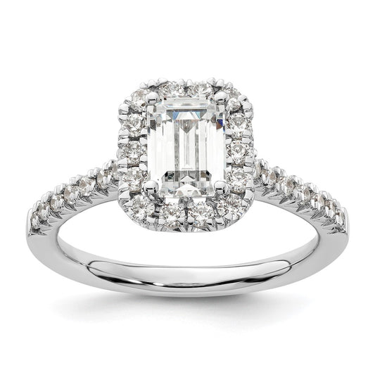 Exclusive 14K White Gold Semi-Mount Engagement Ring for 1.25 ct Emerald Cut