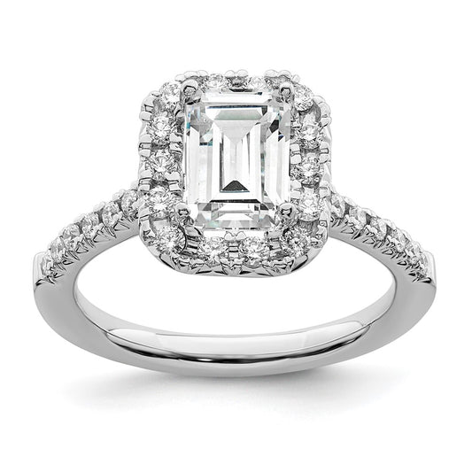 Exclusive 14K White Gold Halo Engagement Ring, 1.5 Carat Emerald-Cut Center - Stylish Value!