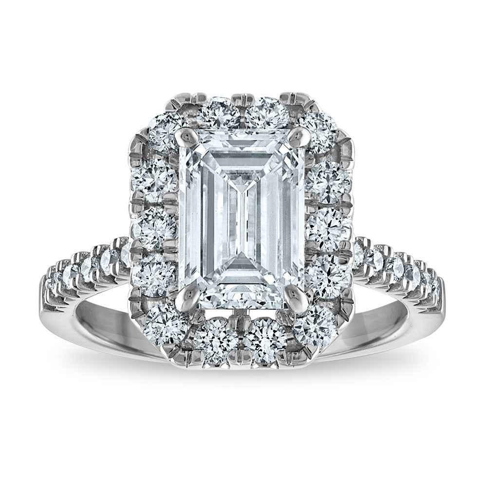 Buy Exclusive 14K Gold 3.3ct Lab-Grown Emerald Engagement Ring with Diamond Halo
