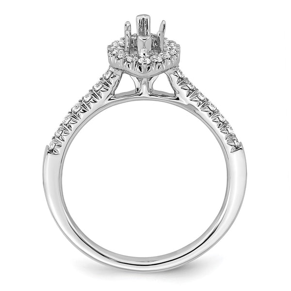 14K White Gold Halo Engagement Ring, 1/2 Carat Marquise Center