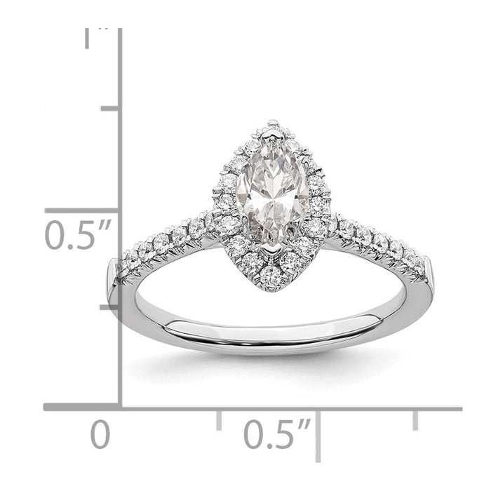 Buy 14K White Gold Halo Engagement Ring, 1/2 Carat Marquise Center - Stylish Value!-7