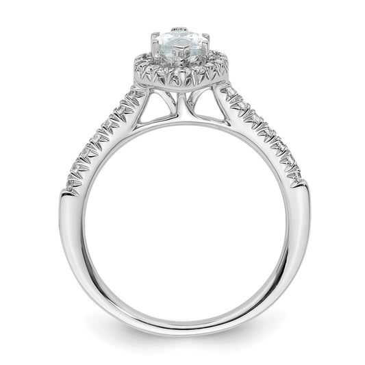Buy Stylish 14K White Gold Halo Engagement Ring | 3/4 Carat Marquise Center