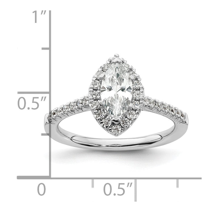 Buy Stylish 14K White Gold Halo Engagement Ring | 3/4 Carat Marquise Center-7