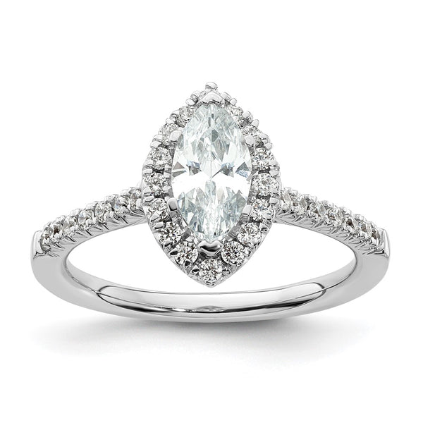 Buy Stylish 14K White Gold Halo Engagement Ring | 3/4 Carat Marquise Center