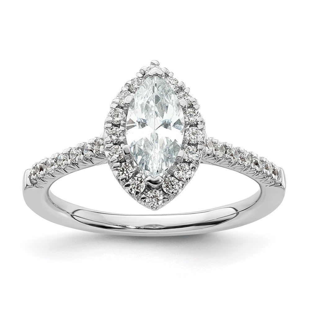 Buy Stylish 14K White Gold Halo Engagement Ring | 3/4 Carat Marquise Center
