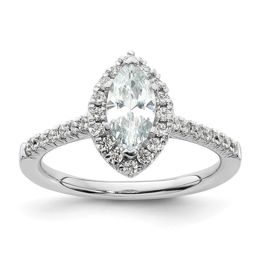 Buy Stylish 14K White Gold Halo Engagement Ring | 3/4 Carat Marquise Center