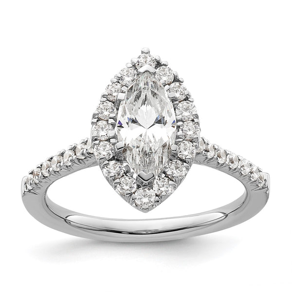 14K White Gold Semi-Mount Engagement Ring for 1.25 Carat Marquise