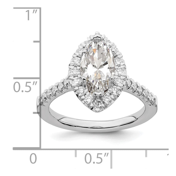 Exclusive 14K White Gold Halo Engagement Ring for 1.5 Carat Marquise Center-7