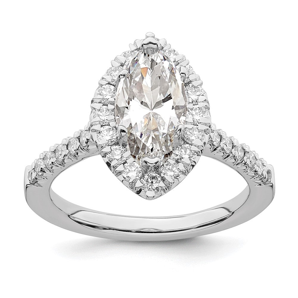 Exclusive 14K White Gold Halo Engagement Ring for 1.5 Carat Marquise Center