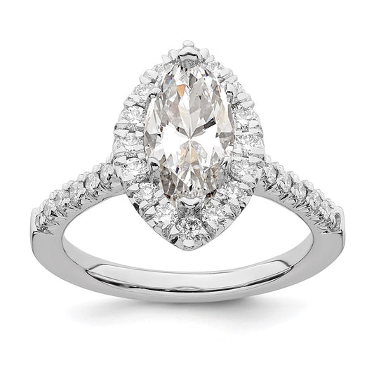 Exclusive 14K White Gold Halo Engagement Ring for 1.5 Carat Marquise Center