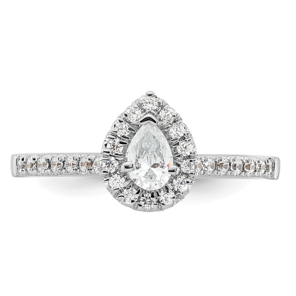 Buy Exclusive 14K White Gold Halo Engagement Ring, 1/3 Carat Pear Center & Accents