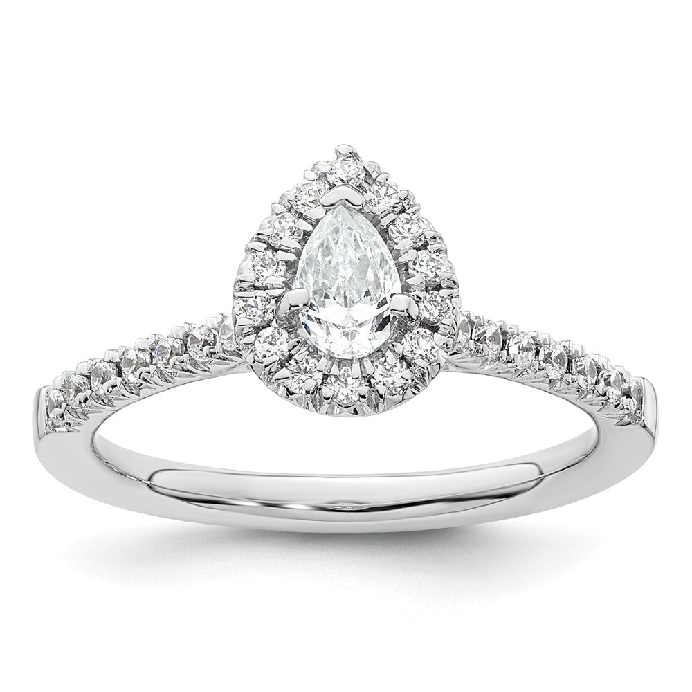 Buy Exclusive 14K White Gold Halo Engagement Ring, 1/3 Carat Pear Center & Accents