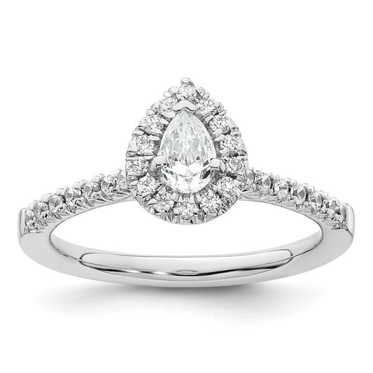 Buy Exclusive 14K White Gold Halo Engagement Ring, 1/3 Carat Pear Center & Accents