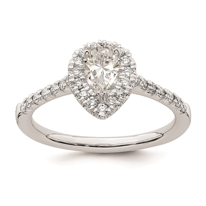 Buy 14K White Gold Halo Semi-Mount Engagement Ring, 1/2 Carat Pear Center, Affordable!-9