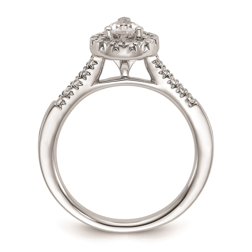 Buy 14K White Gold Halo Semi-Mount Engagement Ring, 1/2 Carat Pear Center, Affordable!